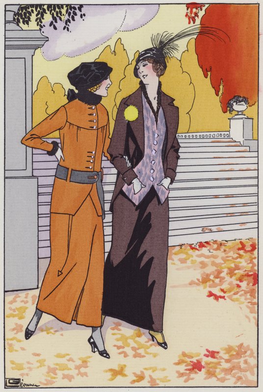 Moda damska z lat 20. XX wieku autorstwa projektantki Augusty Bernard (kolor litho) autorstwa Georges Leonnec