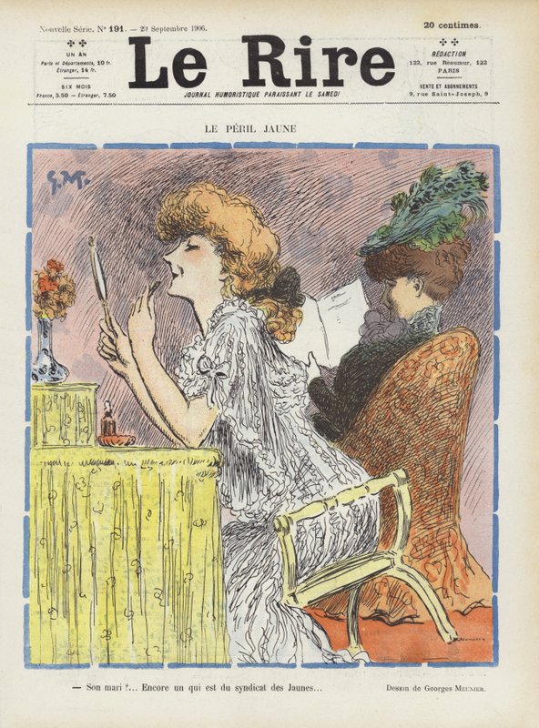 Żółte niebezpieczeństwo. Ilustracja do Le Rire autorstwa Georges Meunier
