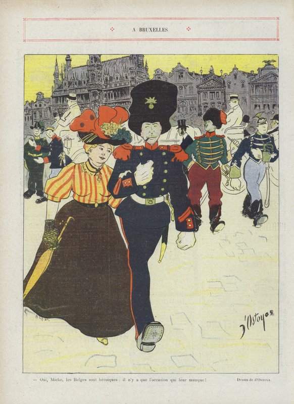 W Brukseli. Ilustracja do Le Rire autorstwa Georges d 1878 1937 Ostoya