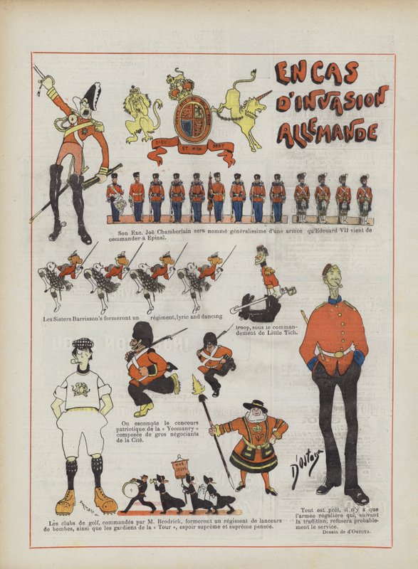W przypadku inwazji niemieckiej. Ilustracja do Le Rire autorstwa Georges d 1878 1937 Ostoya