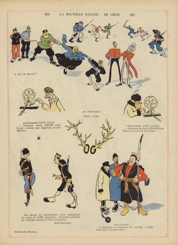 Satyra na wojnę rosyjsko-japońską. Ilustracja do Le Rire autorstwa Georges d 1878 1937 Ostoya