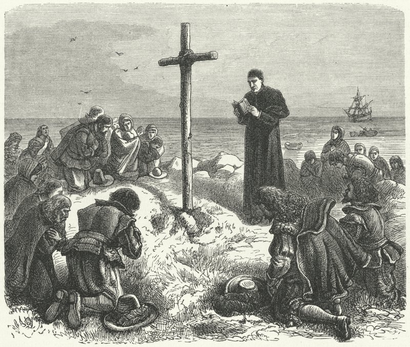 Lądowanie Ojców Pielgrzymów w Nowej Anglii, 1620 autorstwa German School
