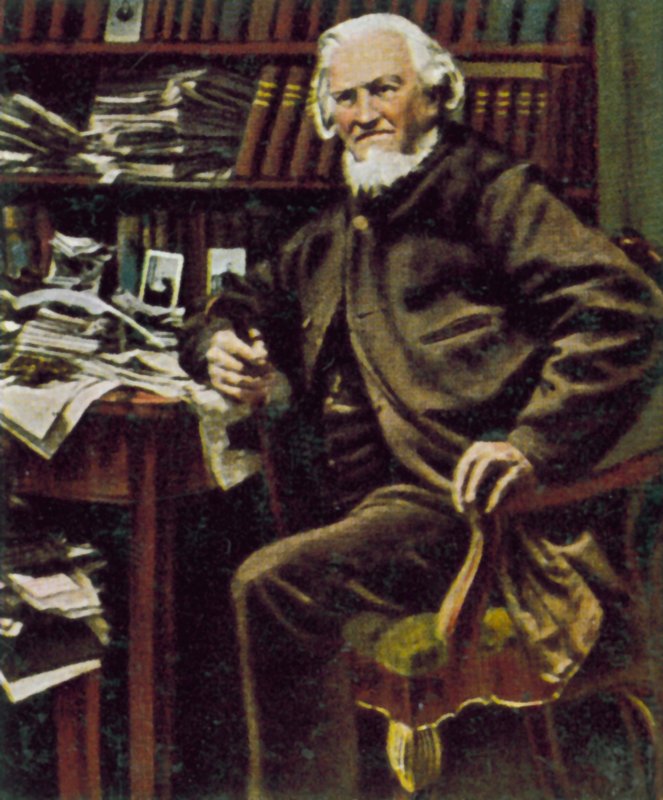 Hoffmann von Fallersleben, niemiecki poeta (zdjęcie kolorowe) autorstwa German Photographer