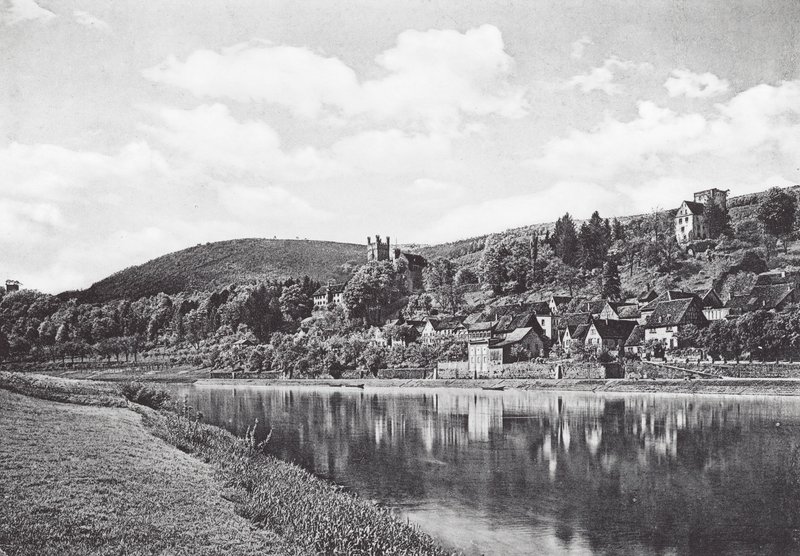 Neckarsteinach, Hesja, Niemcy (zdjęcie czarno-białe) autorstwa German Photographer