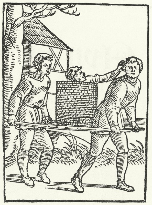 Drzeworyt przedstawiający scenę z historii Tilla Eulenspiegela (rycina) autorstwa German School