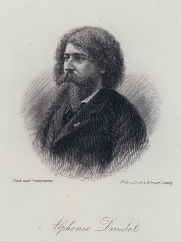 Alphonse Daudet, francuski powieściopisarz (grafika) autorstwa German School