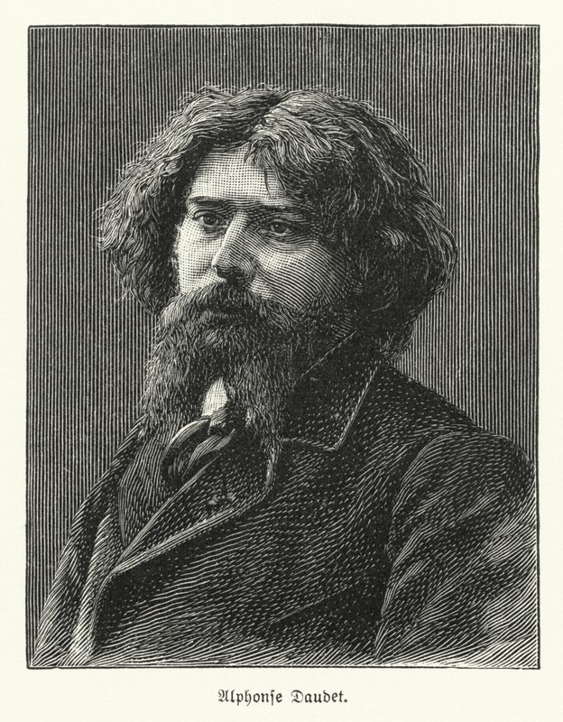 Alphonse Daudet, francuski powieściopisarz (lito) autorstwa German School