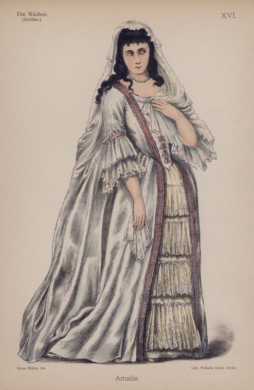 Amalie, z Die Rauber (Zbójcy) Friedricha Schillera (kolor lito) autorstwa German School