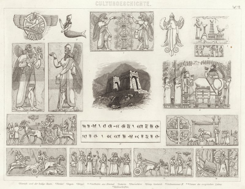 Starożytna Asyria. Ilustracja do Atlasu Bilder (grawerowanie) autorstwa German School