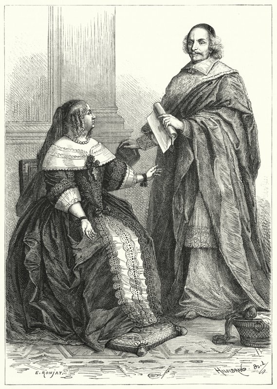 Anna Austriacka, regentka Ludwika XIV Francji i kardynał Mazarin, główny minister Francji autorstwa German School