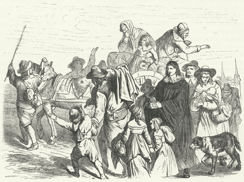 Przybycie francuskich imigrantów hugenotów do Brandenburgii po wydaniu przez Wielkiego Elektora Fryderyka Wilhelma edyktu poczdamskiego w 1685 roku (ryty) autorstwa German School