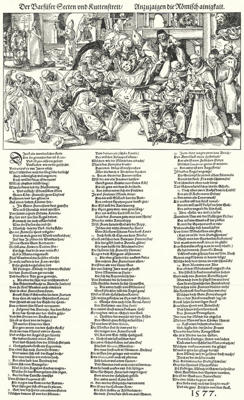 Sekty boso i spór o zwyczaj mnicha (rycina) autorstwa German School