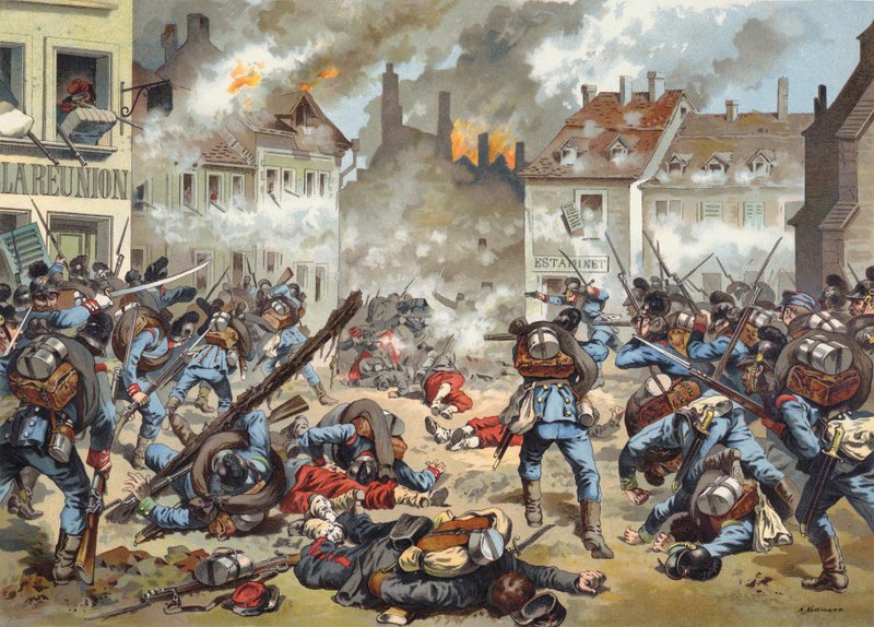 Bitwa na ulicach Bazeilles, wojna francusko-pruska, 1 września 1870 autorstwa German School
