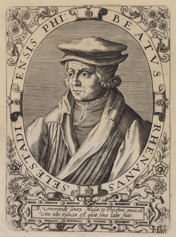 Beatus Rhenanus, niemiecki humanista, uczony i reformator religijny (grafika) autorstwa German School