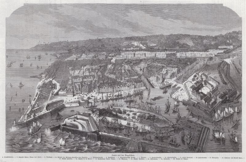 Widok z lotu ptaka na Le Havre, Francja (grafika) autorstwa German School