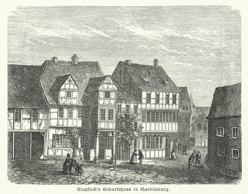 Miejsce urodzenia poety Friedricha Gottlieba Klopstocka, Quedlinburg, Niemcy (rycina) autorstwa German School