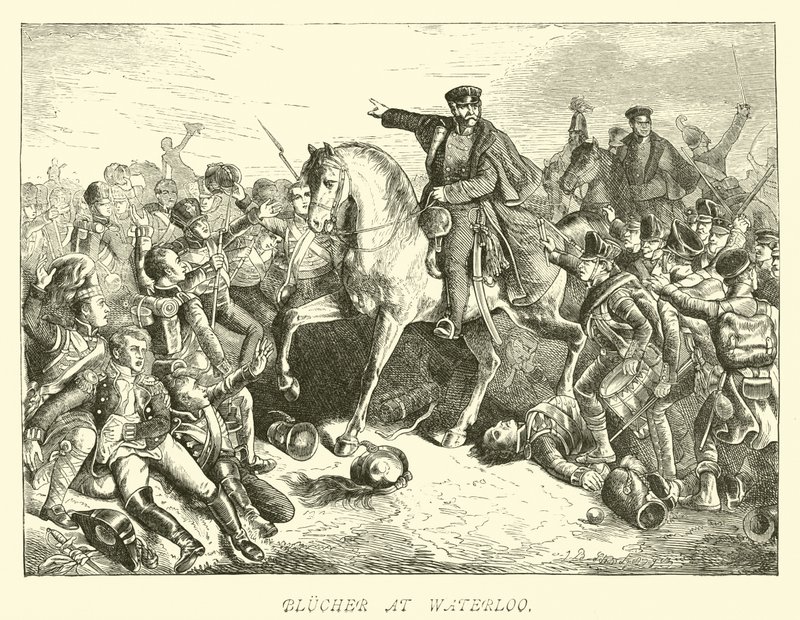 Blucher w Waterloo autorstwa German School