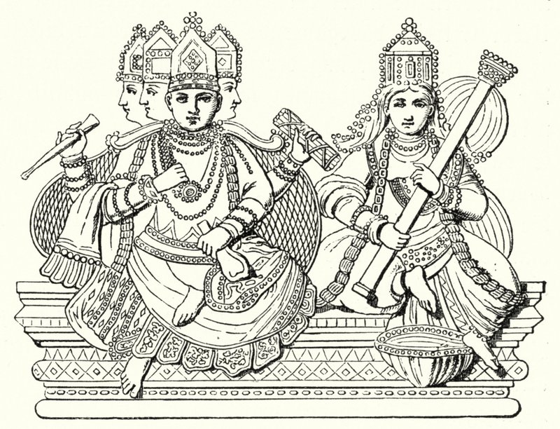 Brahma i Saraswati (rycina) autorstwa German School