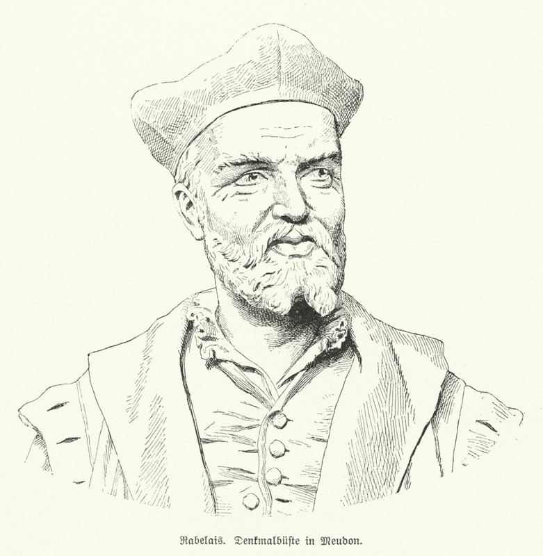 Popiersie francuskiego autora Francois Rabelais w Meudon we Francji (lito) autorstwa German School