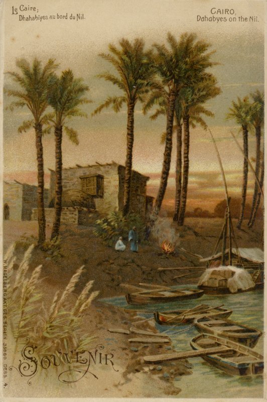 Kair - Dahabeahs na rzece Nil (chromolitho) autorstwa German School