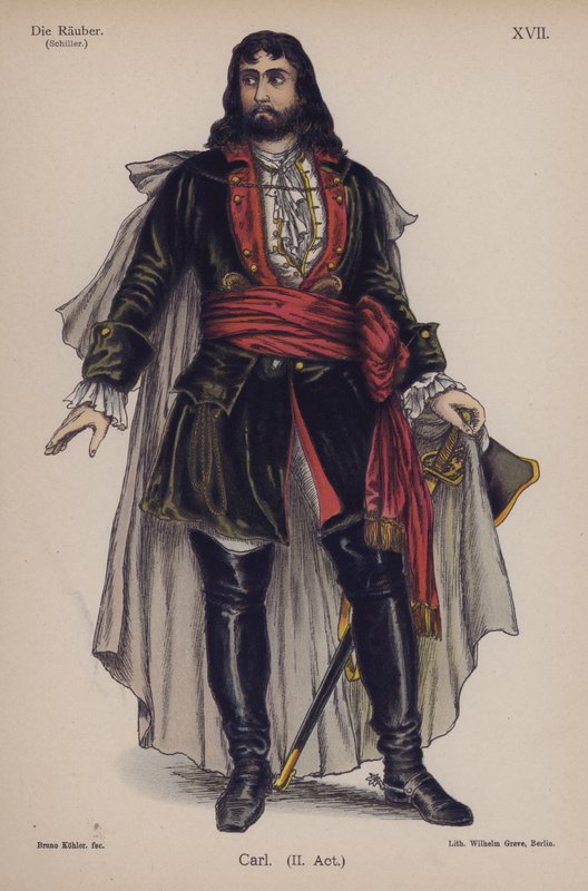 Carl, z Die Rauber (Zbójcy) Friedricha Schillera (kolor lito) autorstwa German School