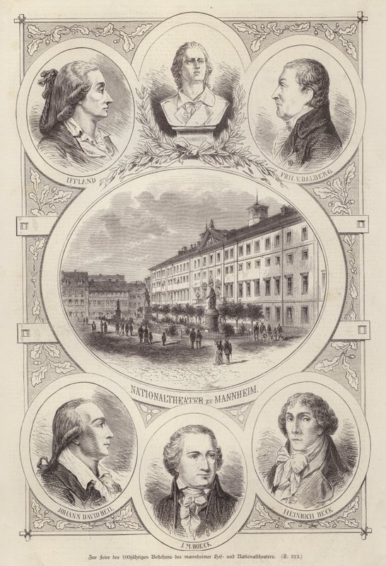 Stulecie Sądu i Teatrów Narodowych, Mannheim, Niemcy (grafika) autorstwa German School