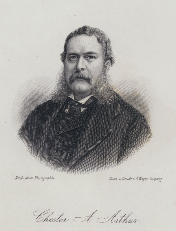 Chester A Arthur, amerykański polityk i 21. prezydent Stanów Zjednoczonych (grafika) autorstwa German School