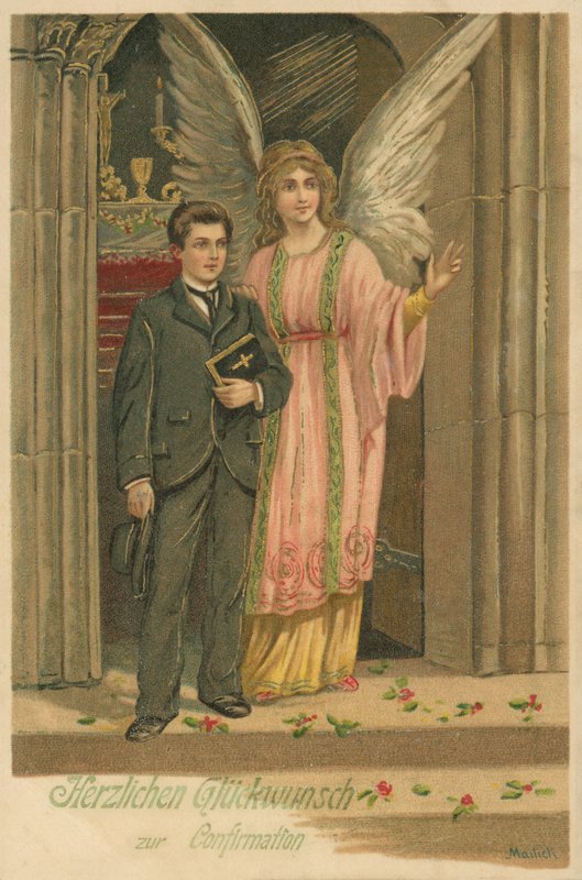 Gratulacje z okazji potwierdzenia (chromolitho) autorstwa German School