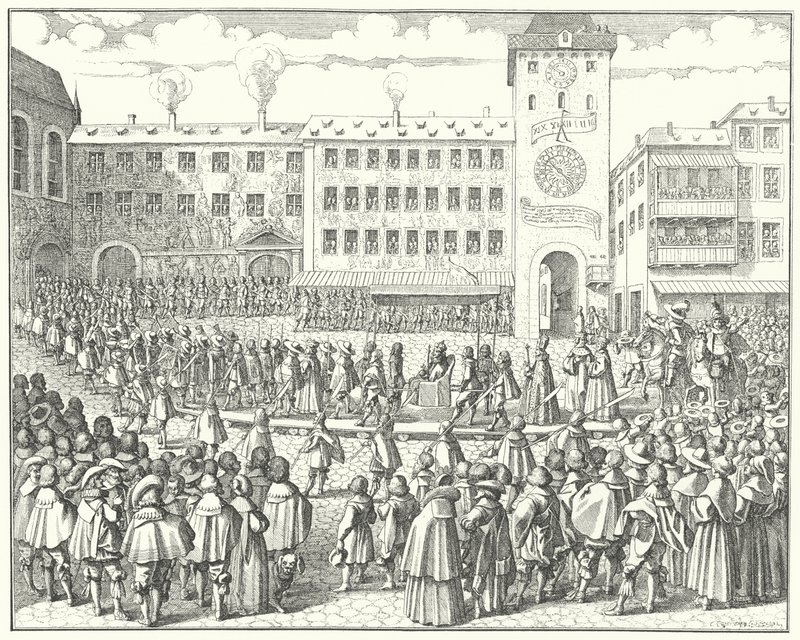Procesja koronacyjna Macieja, cesarza rzymskiego w 1612 r. autorstwa German School