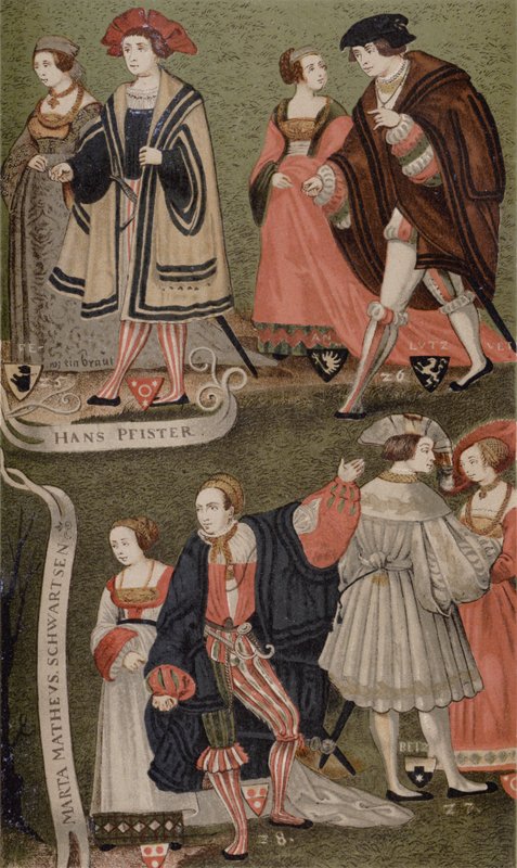 Stroje wybitnych mieszczan Augsburga w Bawarii w 1520 r. autorstwa German School