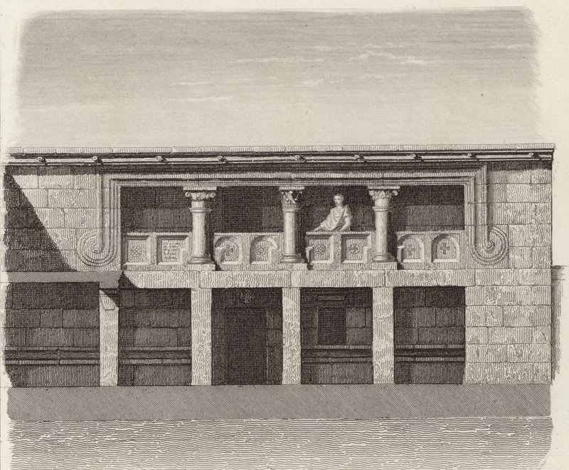 Dziedziniec starożytnego greckiego domu w środkowej Syrii. Ilustracja do Atlasu Bilder (grawerowanie) autorstwa German School