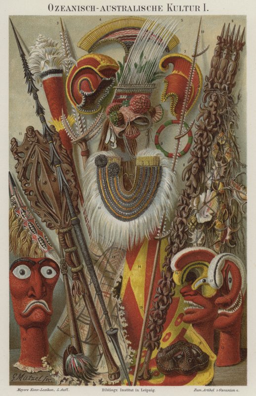 Artefakty kulturowe Oceanii i Australazji autorstwa German School
