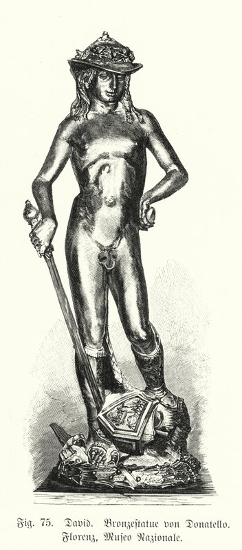 Dawid, posąg z brązu autorstwa Donatello (rycina) autorstwa German School