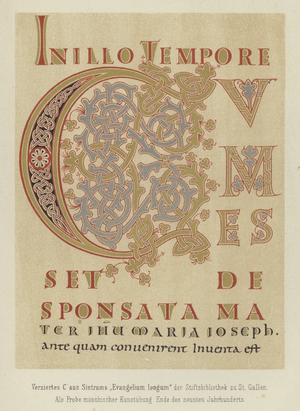 Zdobiona litera C z Sintrams Evangelium longum, koniec IX w. autorstwa German School