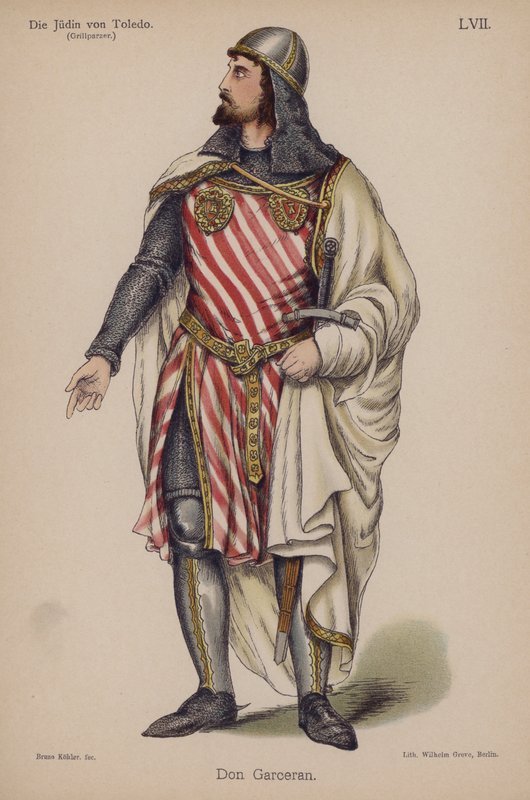 Don Garceran, z Die Judin von Toledo (Żydówka z Toledo) Franza Grillparzera (kolor lito) autorstwa German School