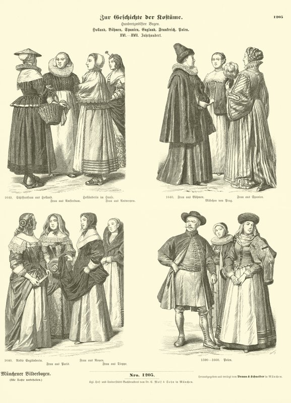 holenderski, czeski, hiszpański, angielski, francuski i polski, kostiumy, XVI-XVII w. autorstwa German School