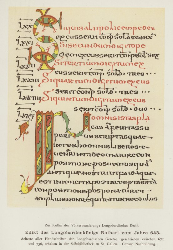 Edykt Rothari, króla Longobardów, 643 (kolor lito) autorstwa German School