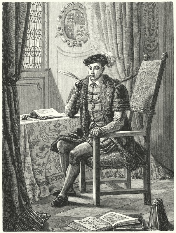 Edward VI, król Anglii (grafika) autorstwa German School