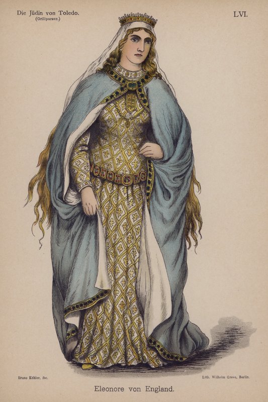 Eleonora z Anglii, z Die Judin von Toledo (Żydówka z Toledo) Franza Grillparzera (kolor litho) autorstwa German School