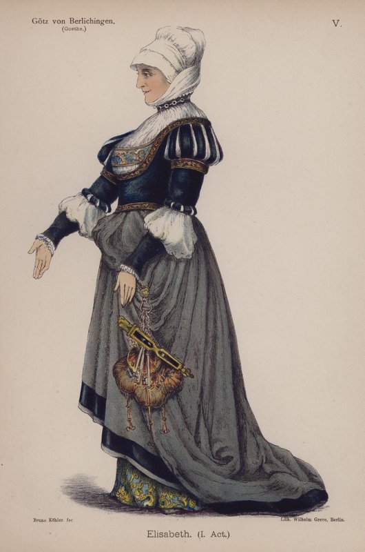 Elisabeth, z Gotz von Berlichingen przez Goethego (kolor lito) autorstwa German School