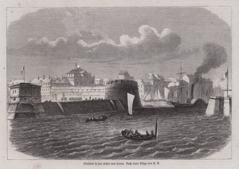 Wejście do portu Le Havre, Francja (rycina) autorstwa German School