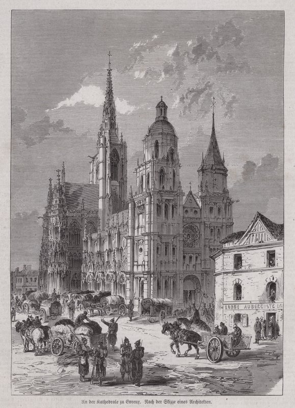 Katedra Evreux, Normandia, Francja (rycina) autorstwa German School