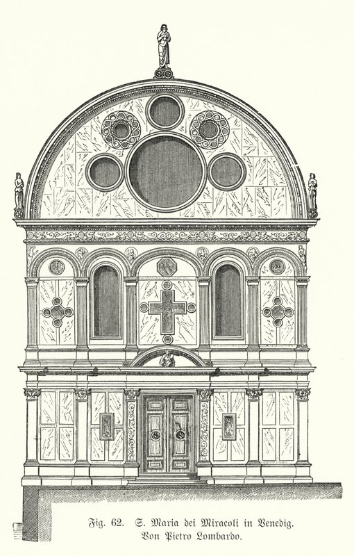 Fasada kościoła Santa Maria dei Miracoli, proj. Pietro Lombardo, Wenecja, Włochy (grafika) autorstwa German School