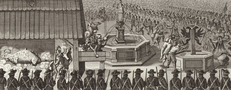 Festiwal we Frankfurcie nad Menem w Niemczech z okazji koronacji cesarza rzymskiego. Ilustracja do Atlasu Bilder (grawerowanie) autorstwa German School
