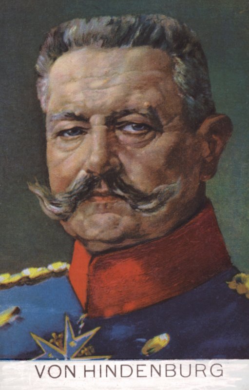 Feldmarszałek Paul von Hindenburg, dowódca armii niemieckiej podczas I wojny światowej (kolorowa litografia) autorstwa German School