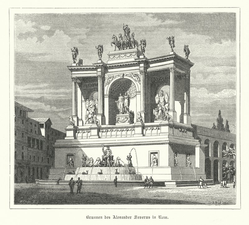 Fontanna Aleksandra Sewera, starożytny Rzym (rycina) autorstwa German School