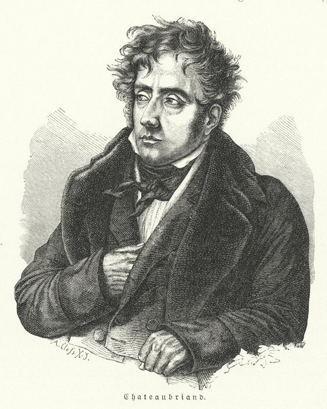 Francois-Rene de Chateaubriand , francuski powieściopisarz, polityk, dyplomata i historyk (lito) autorstwa German School