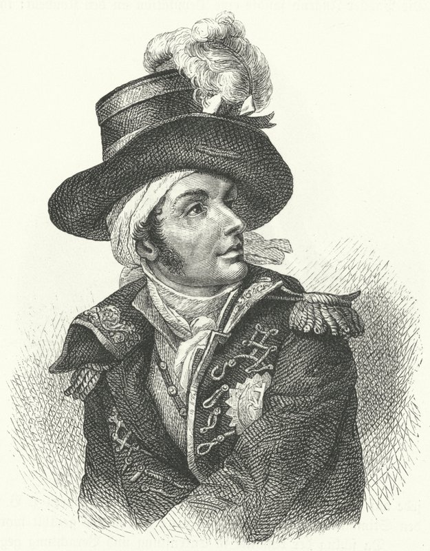 Francois de Charette , francuski rojalistyczny żołnierz i polityk, który był jednym z przywódców powstania Wandei przeciwko francuskiemu reżimowi rewolucyjnemu (grafika) autorstwa German School