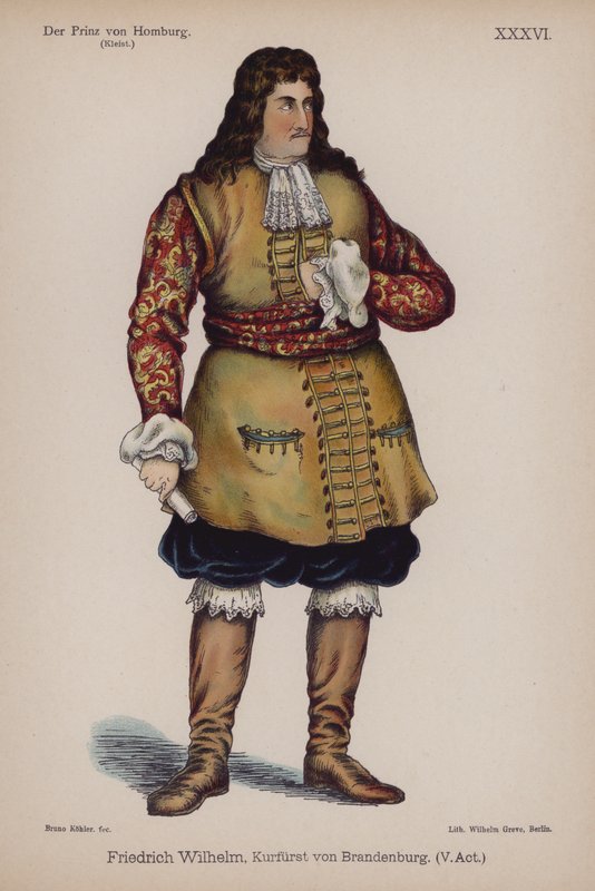 Friedrich Wilhelm, książę brandenburski, z Der Prinz von Homburg (Książę Homburg) autorstwa Heinricha von Kleist (kolor lito) autorstwa German School