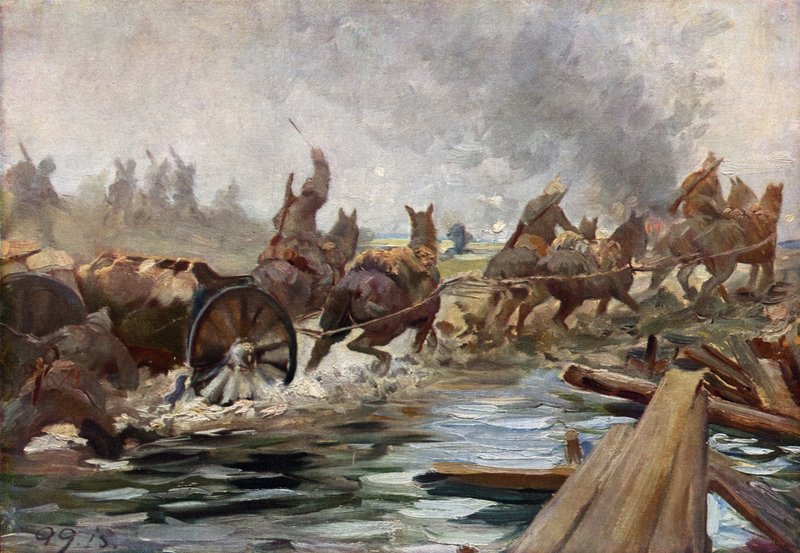 Z frontu wschodniego, transport amunicji (kolorowa litografia) autorstwa German School